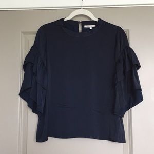 Silky Ruffle-Sleeve Blouse